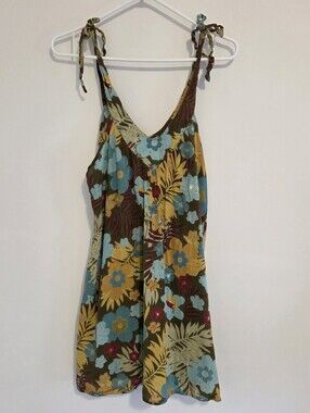 Delia*s Brown Tropical Flower Mini Sundress